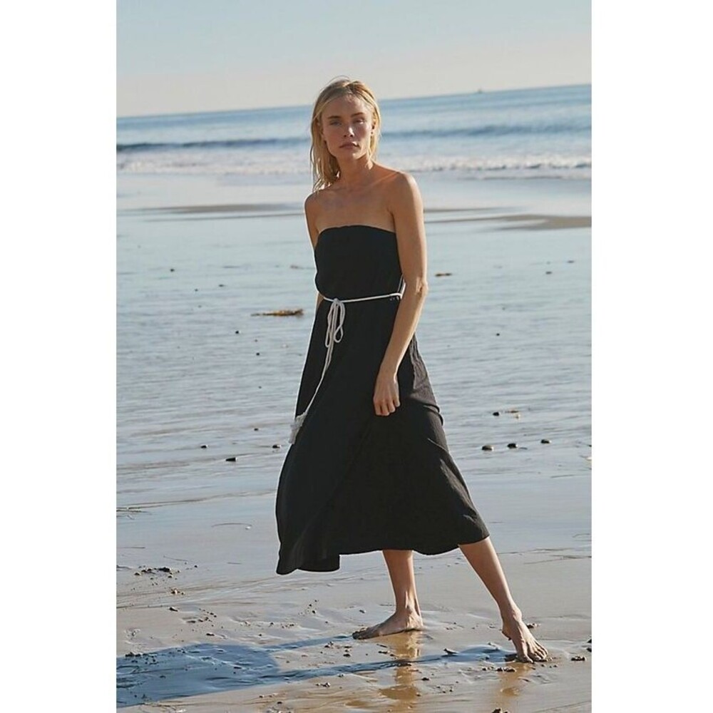 Free People FP Beach Free-est Peyton Maxi Tube Dress Soft Cotton Black S 271076